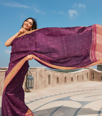 Viva Magenta Handloom Natural Dyed Lino Silk Saree