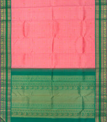 Baby Pink Handloom Kanchipuram Korvai Silk Saree With Checks-Baby Pink