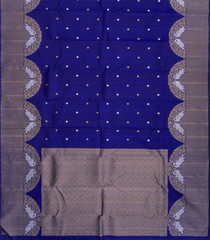 Blue Handloom Kanchipuram Silk Saree With Rudraksham Motifs-Blue