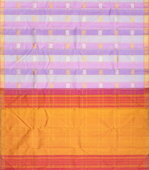 Lavender Handwoven Kanchipuram Silk Saree With Checks-Lavander