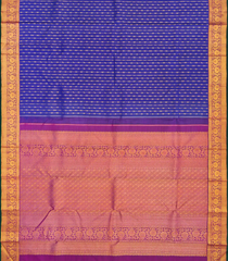 Blue Handloom Kanchipuram Silk Saree With Mango Motifs-Blue