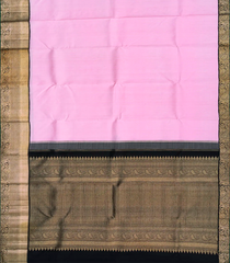 Baby Pink Handloom Kanchipuram Korvai Silk Saree With Stripes-Baby Pink