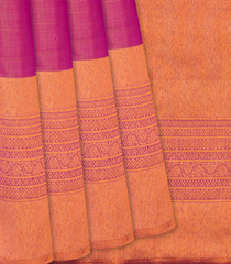 Pink Kanchipuram Silk Saree With Zari Stripes-Pink