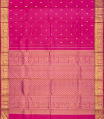 Pink Handloom Kanchipuram Silk Saree With Floral Motifs-Pink