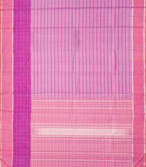 Baby Pink Handloom Kanchipuram Silk Saree With Stripes-Baby Pink