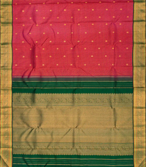 Crimson Handloom Kanchipuram Korvai Silk Saree With Checks-Crimson