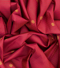 Crimson Handloom Kanchipuram Korvai Silk Saree With Checks-Crimson