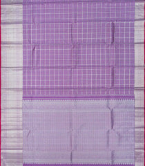 Lavender Handloom Kanchipuram Silk Saree With Silver Zari Checks-Lavander