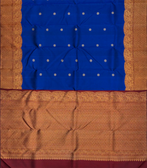 Blue Handloom Kanchipuram Korvai Silk Saree With Chakaram Motifs-Blue