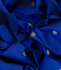 Blue Handloom Kanchipuram Korvai Silk Saree With Chakaram Motifs-Blue