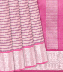 Dusty Pink Handloom Kanchipuram Silk Saree With Checks-Dusty Pink