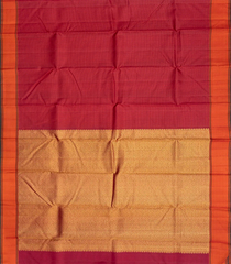 Crimson Handloom Kanchipuram Silk Saree With Checks-Crimson