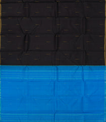 Black Handloom Kanchipuram Silk Saree With Buttas-Black