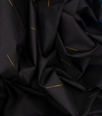 Black Handloom Kanchipuram Silk Saree With Buttas-Black