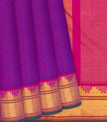 Purple Handloom Kanchipuram Payadi Silk Saree With Checks-Purple