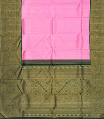 Baby Pink Handloom Kanchipuram Korvai Silk Saree With Green Border-Baby Pink