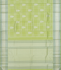 Pista Green Handloom Kanchipuram Silk Saree  With Gandaberunda Motifs-Pista Green