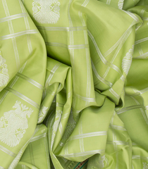 Pista Green Handloom Kanchipuram Silk Saree  With Gandaberunda Motifs-Pista Green