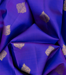 Purple Handloom Kanchipuram Silk Saree With Floral Buttas-Purple