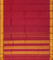 Crimson Handloom Kanchipuram Silk Saree With Zari Stripes-Crimson