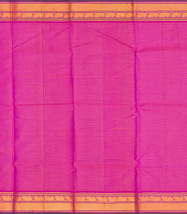 Pink Handloom Kanchipuram Silk Saree With Stripes-Pink