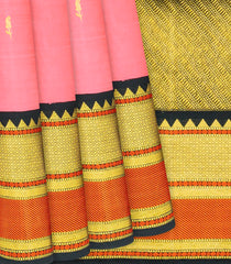 Baby Pink Handloom Kanchipuram Korvai Silk Saree With Mango Buttas-Baby Pink