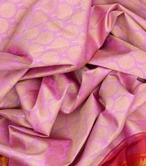 Baby Pink Handloom Kanchipuram Korvai Silk Saree With Floral Motifs-Baby Pink