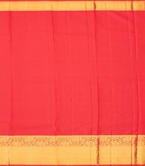 Red Handloom Kanchipuram Silk Saree With Floral Vine Motifs-Red