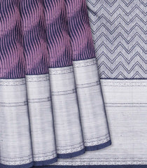 Lilac Handloom Kanchipuram Silk Saree With Chevron Motifs-Lilac