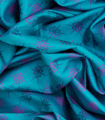 Cyan Handloom Kanchipuram Silk Saree With Mango Motifs-Cyan