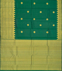 Green Handloom Kanchipuram Silk Saree With Chakaram Buttas-Green