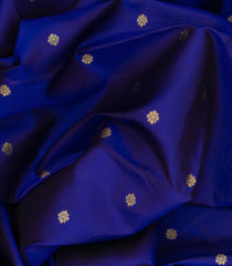 Blue Handloom Kanchipuram Silk Saree With Meena Floral Motifs-Blue