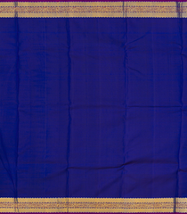 Blue Handloom Kanchipuram Silk Saree With Meena Floral Motifs-Blue