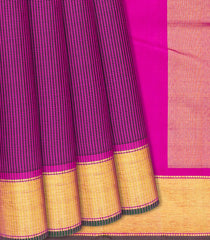 Pink Handloom Kanchipuram Silk Saree With Silk Checks-Pink