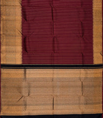 Maroon Handloom Kanchipuram Silk Saree With Zari Stripes-Maroon