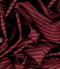 Maroon Handloom Kanchipuram Silk Saree With Zari Stripes-Maroon