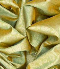 Pista Green Handloom Kanchipuram Silk Saree With Floral Vine Motifs-Pista Green