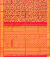 Pink Handloom Kanchipuram Silk Saree With Bird Vine Motifs-Pink