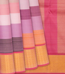 Multi Colour Handloom Kanchipuram Silk Saree With Stripes-Multi colour