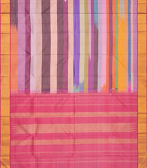 Multi Colour Handloom Kanchipuram Silk Saree With Stripes-Multi colour