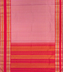 Dusty Pink Handloom Kanchipuram Korvai Silk Saree With Checks-Dusty Pink