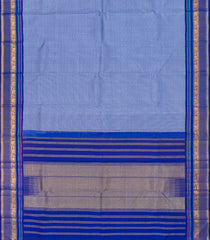 Light Blue Handloom Kanchipuram Korvai Silk Saree With Checks-Light Blue