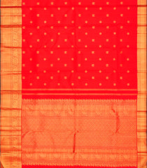 Red Handloom Kanchipuram Silk Saree With Annam Buttas -Red