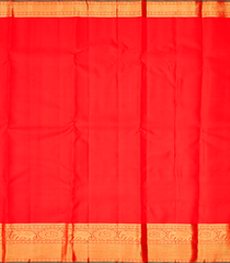 Red Handloom Kanchipuram Silk Saree With Annam Buttas -Red