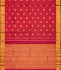 Crimson Handloom Kanchipuram Silk Saree With Annam Motifs & Checks-Crimson