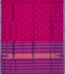 Hot Pink Handloom Kanchipuram Silk Saree With Jasmine Bud Motifs-Hot Pink