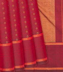 Crimson Handloom Kanchipuram Silk Saree With Meena Motifs-Crimson