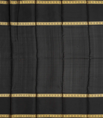 Black Handloom Kanchipuram Silk Saree With Checks-Black