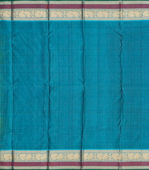 Green Handloom Kanchipuram Silk Saree With Checks-Green