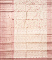 Pink Handloom Kanchipuram Tissue Silk Saree With Floral Motifs-Pink